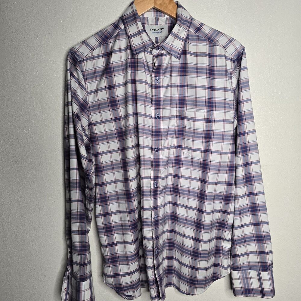 Twillory Untuckable Men's Size M-L Plaid Long Sleeve Shirt - Picture 2 of 5